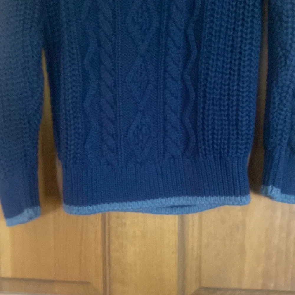 NWT GAP 5t blue cable sweater with fuzzy collar